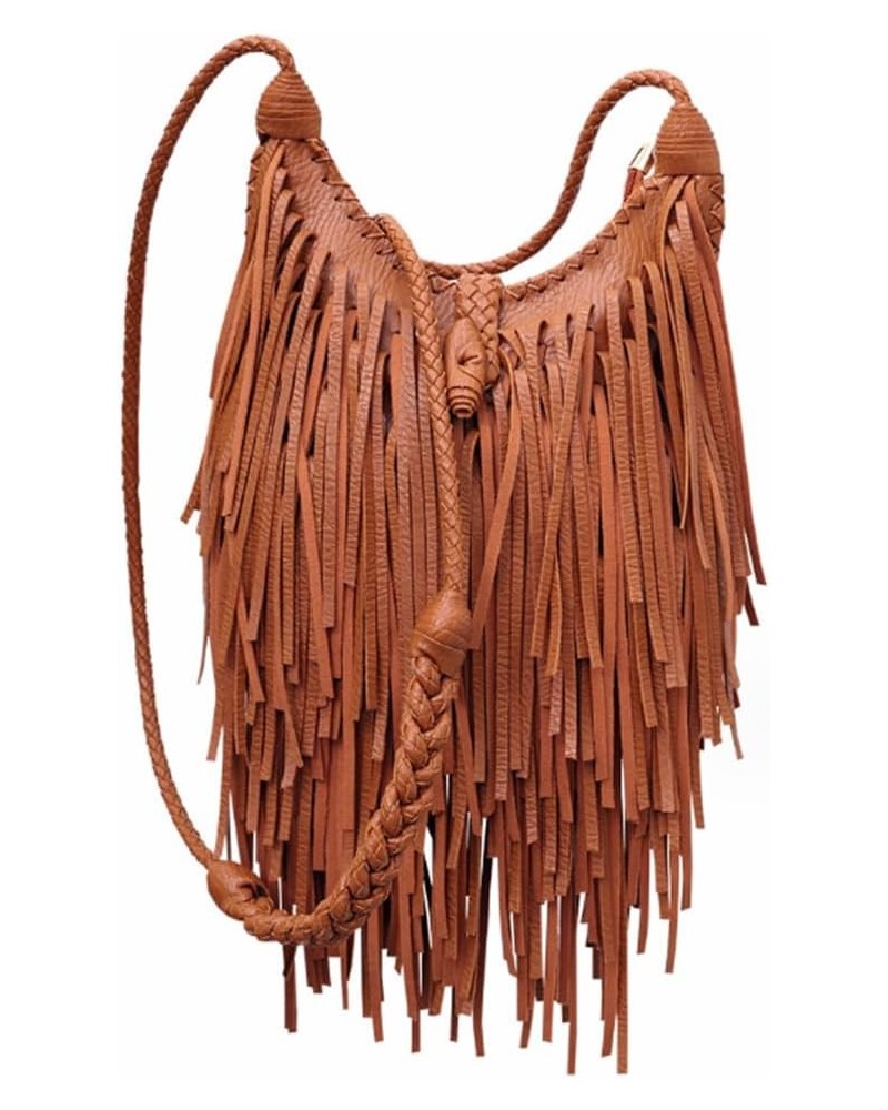 Women Tassel Purse Crossbody Shoulder Bag PU Leather Woven Shoulder Straps Satchel Brown $22.03 Satchels