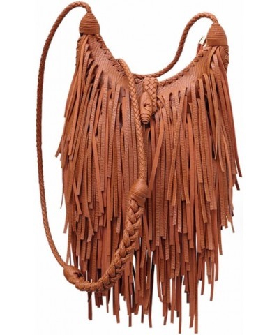 Women Tassel Purse Crossbody Shoulder Bag PU Leather Woven Shoulder Straps Satchel Brown $22.03 Satchels