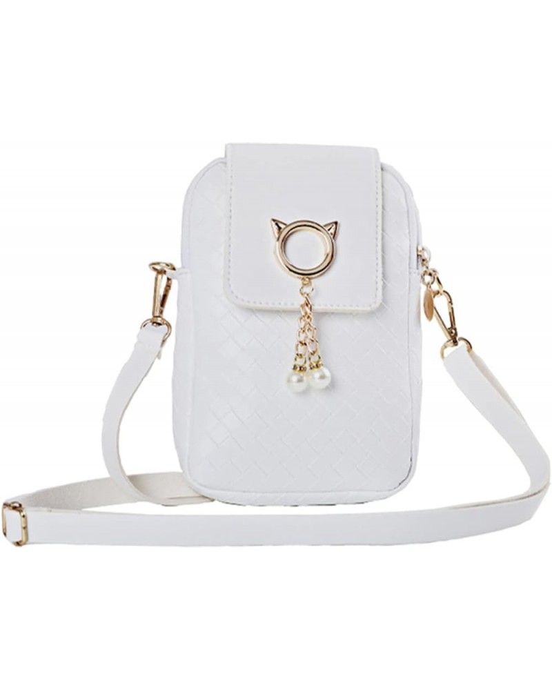 Women Small Cell Phone Purse Crossbody Mini PU Wallets Messenger Shoulder Bag Fashion Lightweight Bags Travel White $10.50 Cr...