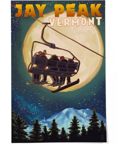 24x36 Inch Giclee Print, Jay Peak, Vermont, Ski Lift and Full Moon with Snowboarder $22.00 Totes