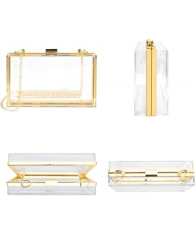 Women's Clear Purse, Acrylic Clear Clutch Bag, Transparent Evening Handbag with 2 Chains (Fits Phones UP TO 6.5" Screen) Gold...