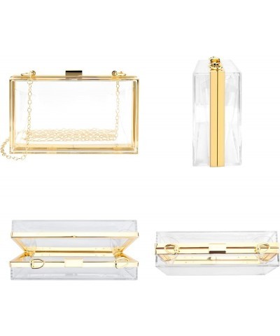 Women's Clear Purse, Acrylic Clear Clutch Bag, Transparent Evening Handbag with 2 Chains (Fits Phones UP TO 6.5" Screen) Gold...