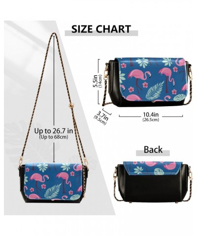 Crossbody Bags Exotic Pink Flamingo Leaves PU Leather Shoulder Bag Clutch Small Handbags $21.19 Shoulder Bags