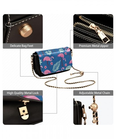 Crossbody Bags Exotic Pink Flamingo Leaves PU Leather Shoulder Bag Clutch Small Handbags $21.19 Shoulder Bags