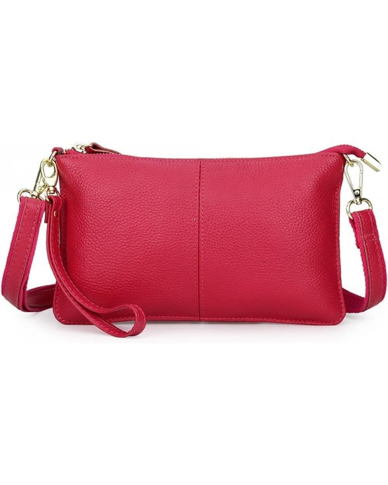 Genuine Leather Shoulder Bag for Women Retro Crossbody Bag Wristlet Clutch Bag Casual Handbag Pink $28.97 Totes