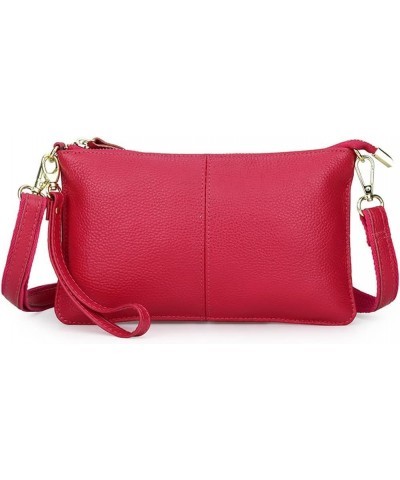 Genuine Leather Shoulder Bag for Women Retro Crossbody Bag Wristlet Clutch Bag Casual Handbag Pink $28.97 Totes