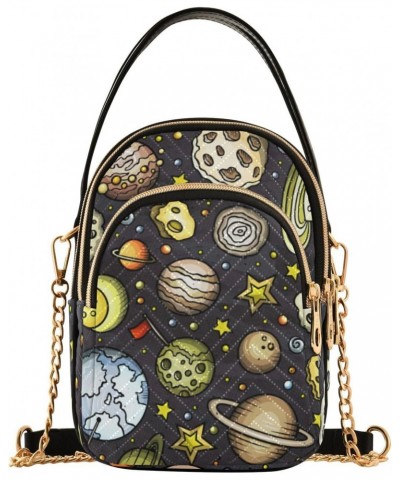 Cell Phone Purse Cartoon Space Planet Stars Crossbody Handbag Durable Shoulder Bag Sturdy Travel Pouch Compact Chic Bag for W...