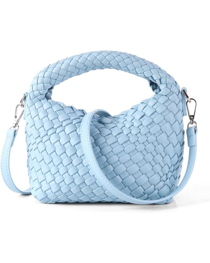 Woven Purse For Women, Small Crossbody Tote Bag with Detachable Shoulder Strap, Girls Top Handle Handbag Sky Blue $26.39 Hand...