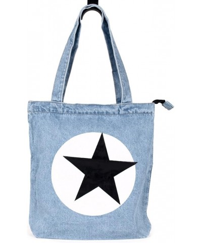 Premium Lightweight Jeans Fabric Tote Shoulder Bag Handbag - Diff Prints Star $10.82 Totes