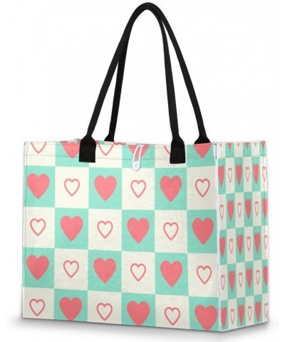 Pastel Heart Pattern Large Tote Bag Beautiful Shoulder Bag For Women Teachers Nurses Work Shopping Travel Handbag Purse $9.08...