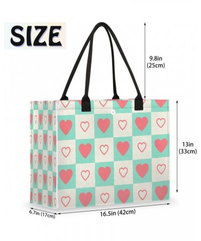 Pastel Heart Pattern Large Tote Bag Beautiful Shoulder Bag For Women Teachers Nurses Work Shopping Travel Handbag Purse $9.08...