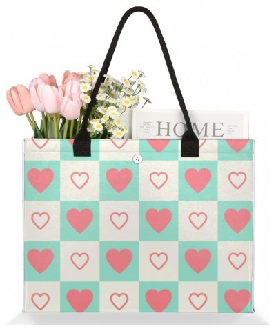 Pastel Heart Pattern Large Tote Bag Beautiful Shoulder Bag For Women Teachers Nurses Work Shopping Travel Handbag Purse $9.08...