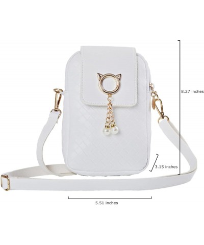 Women Small Cell Phone Purse Crossbody Mini PU Wallets Messenger Shoulder Bag Fashion Lightweight Bags Travel White $10.50 Cr...