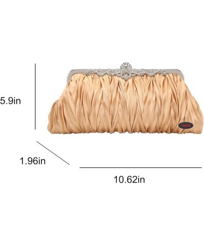 Evening Clutch Satin Pleated Rhinestone Novelty Oversized Purses For Women Formal E1588gold Set $27.22 Evening Bags