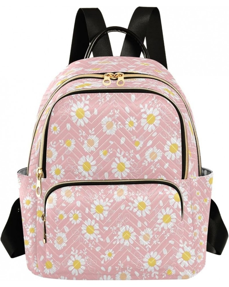 Vintage Pink Daisies Women Backpack Purse Ladies Fashion Shoulder Bag Daypack Travel Bag 7.5L Small $13.02 Backpacks