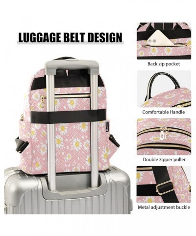 Vintage Pink Daisies Women Backpack Purse Ladies Fashion Shoulder Bag Daypack Travel Bag 7.5L Small $13.02 Backpacks