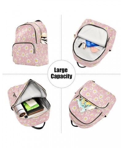 Vintage Pink Daisies Women Backpack Purse Ladies Fashion Shoulder Bag Daypack Travel Bag 7.5L Small $13.02 Backpacks