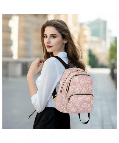 Vintage Pink Daisies Women Backpack Purse Ladies Fashion Shoulder Bag Daypack Travel Bag 7.5L Small $13.02 Backpacks