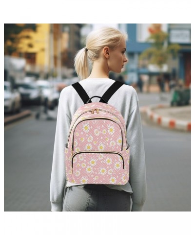 Vintage Pink Daisies Women Backpack Purse Ladies Fashion Shoulder Bag Daypack Travel Bag 7.5L Small $13.02 Backpacks