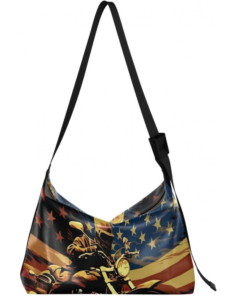 Flag Motorcycle Shoulder Bag Purse for Women,Large Leather Handbag Crossbody Bags Adjustable Straps Tote Bag Hobo Bags713 $13...