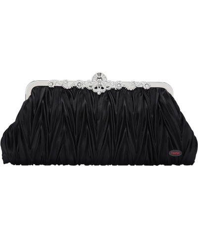 Evening Clutch Satin Pleated Rhinestone Novelty Oversized Purses For Women Formal J22412black&gray $15.82 Evening Bags