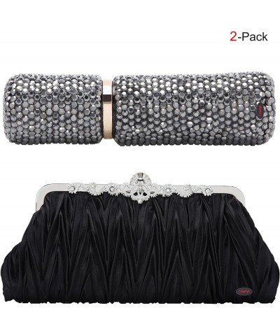 Evening Clutch Satin Pleated Rhinestone Novelty Oversized Purses For Women Formal J22412black&gray $15.82 Evening Bags