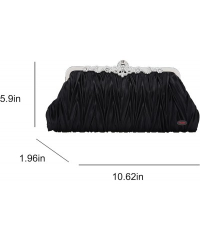 Evening Clutch Satin Pleated Rhinestone Novelty Oversized Purses For Women Formal J22412black&gray $15.82 Evening Bags