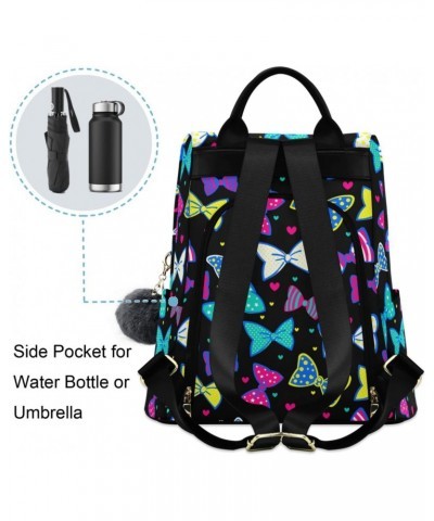 Bow and Hearts Fashion Backpack Purse for Women Anti Theft Back Pack Shoulder Bag $23.19 Backpacks