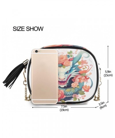 Crossbody Purse Small Crossbody Bags Shoulder Handbags Orange Flower Dragon for Women $10.50 Shoulder Bags