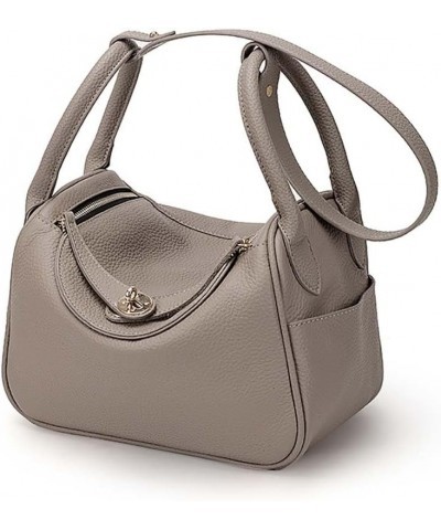 Female Boston Headband Cowhide Single Shoulder Crossbody Bag Pillow Bag Grey $38.76 Totes