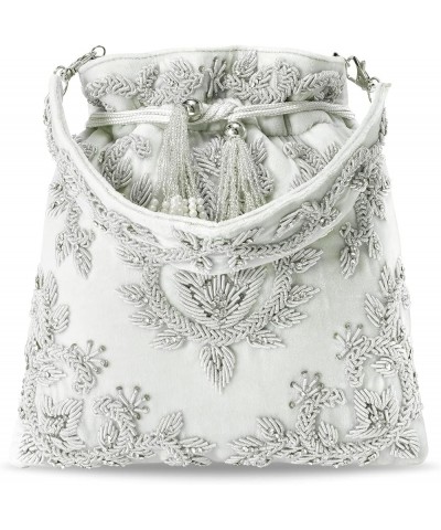 Indian Potli Bags For Women Evening Bag Clutch Ethnic Bride Purse With Drawstring Silver $20.09 Evening Bags