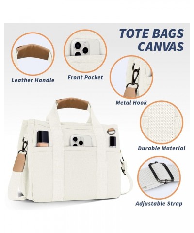 HOMESPON Canvas Everything Tote Bag for Woman With Compartments for Work Travel or Shopping Beige $14.49 Totes