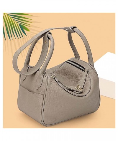 Female Boston Headband Cowhide Single Shoulder Crossbody Bag Pillow Bag Grey $38.76 Totes