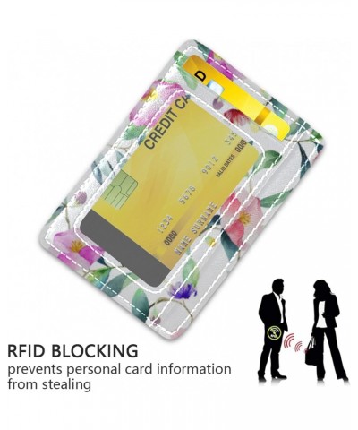 Watercolor Flowers Vine Slim Minimalist Wallets Rfid Blocking Card Wallets PU Leather Front Pocket Wallets for Men and Women ...