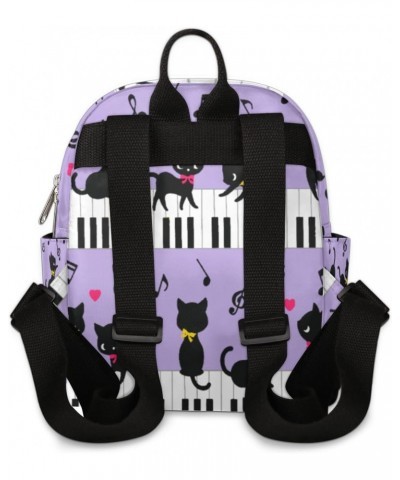 Animal Cat Piano Key Mini Backpack Purse for Women, Music Note Small Fashion Daypack Lightweight, Cute Casual Travel Bag $20....