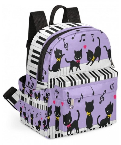 Animal Cat Piano Key Mini Backpack Purse for Women, Music Note Small Fashion Daypack Lightweight, Cute Casual Travel Bag $20....