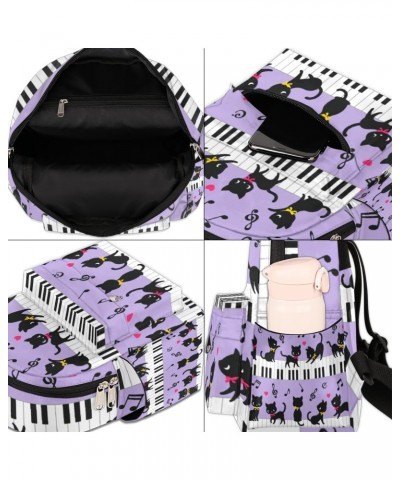 Animal Cat Piano Key Mini Backpack Purse for Women, Music Note Small Fashion Daypack Lightweight, Cute Casual Travel Bag $20....