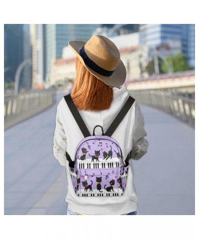 Animal Cat Piano Key Mini Backpack Purse for Women, Music Note Small Fashion Daypack Lightweight, Cute Casual Travel Bag $20....