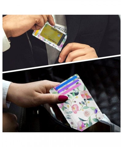 Watercolor Flowers Vine Slim Minimalist Wallets Rfid Blocking Card Wallets PU Leather Front Pocket Wallets for Men and Women ...