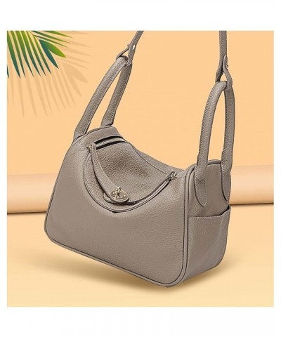 Female Boston Headband Cowhide Single Shoulder Crossbody Bag Pillow Bag Grey $38.76 Totes