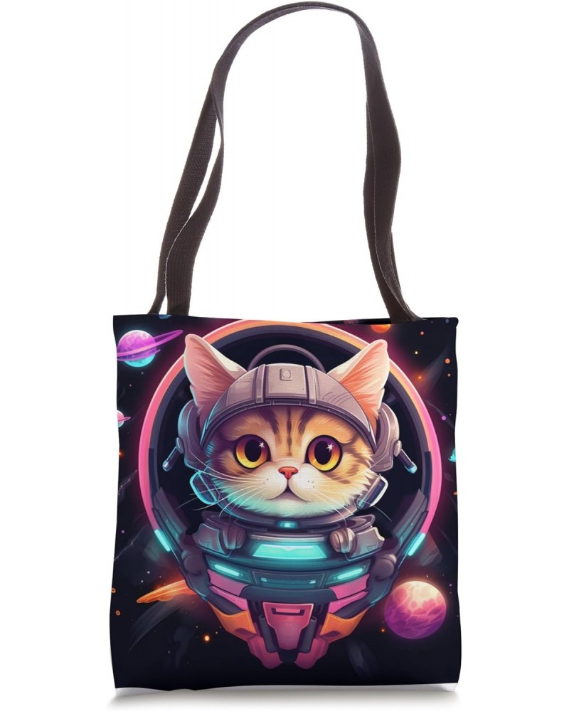 Spaceship Cat galaxy space Cat Alien Kitty Mom Dad Tote Bag $13.07 Totes