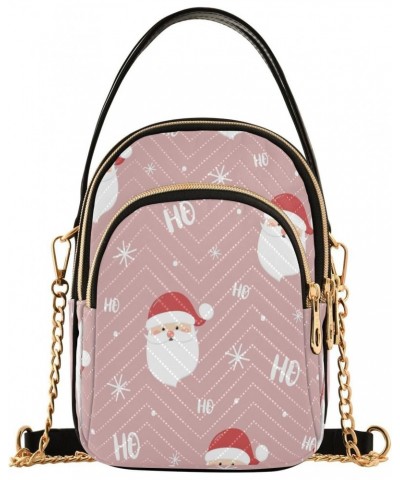 Pink Christmas Santa Claus Xmas Snowflake Small Chain Crossbody Travel Bag Handbag Cell Phone Purse for Women $13.20 Crossbod...