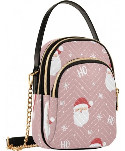 Pink Christmas Santa Claus Xmas Snowflake Small Chain Crossbody Travel Bag Handbag Cell Phone Purse for Women $13.20 Crossbod...