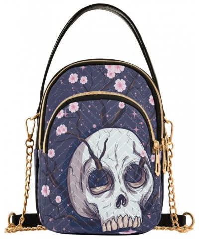 Human Skull Crossbody Bags for Women Quilted Chain Crossbody Purses Trendy Flower Tree Cross Body Phone Purse Handbag $12.22 ...