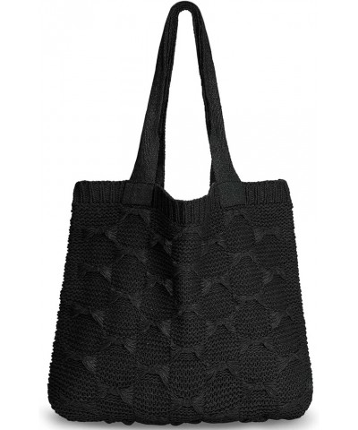 Crochet Bags for Women Large Tote Bag Aesthetic Handbag Shoulder Bag Hippie Bag Knit Bag Black-2 $10.23 Totes