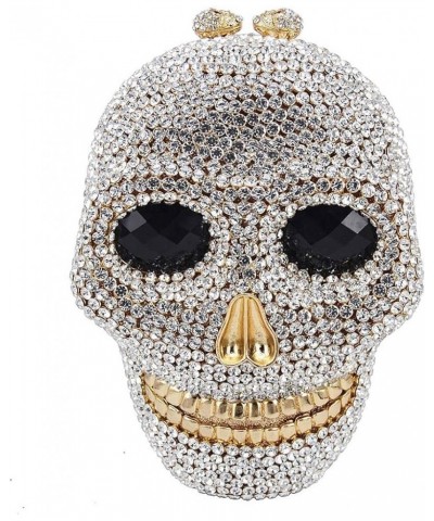 Halloween 3D Skull Clutch Purse Evening Bag Rhinestone Bag Crystal Metal Clutch for Women Evening Cocktail Party Clear $44.00...