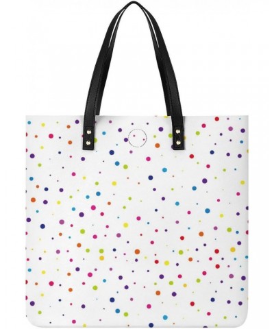 Colored Dots Printed Tote Bag for Women Fashion Handbag with Top Handles Shopping Bags for Work Travel $15.57 Totes