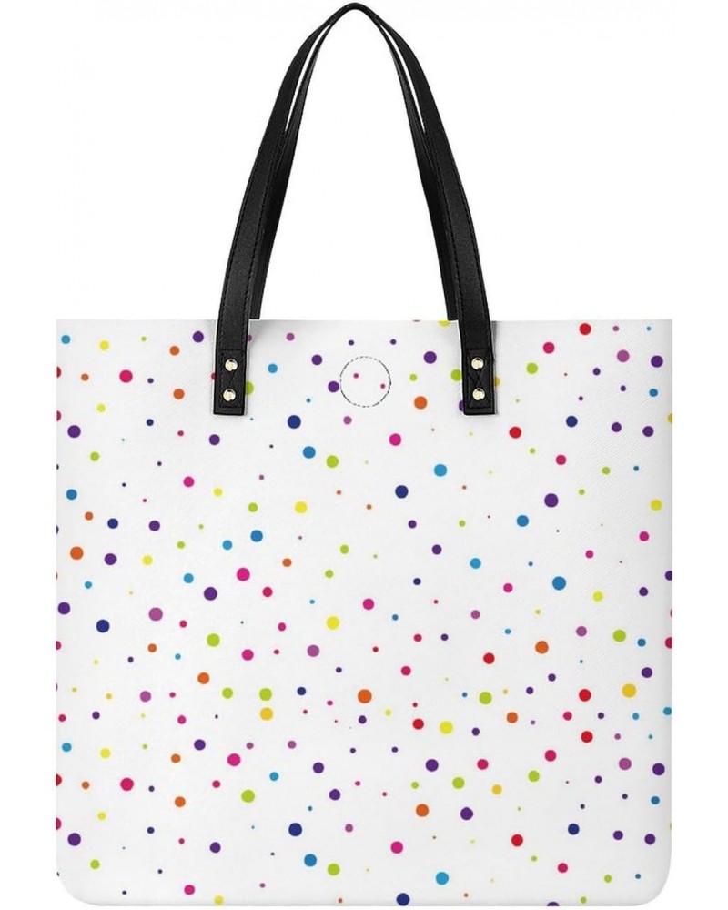 Colored Dots Printed Tote Bag for Women Fashion Handbag with Top Handles Shopping Bags for Work Travel $15.57 Totes