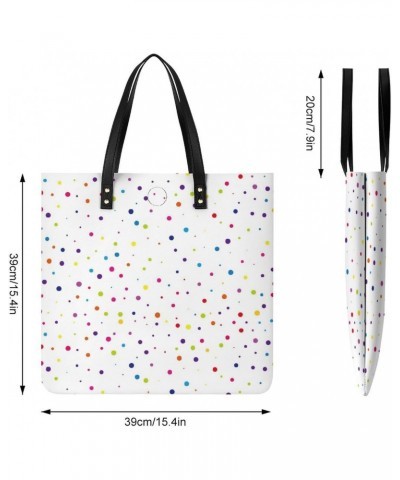 Colored Dots Printed Tote Bag for Women Fashion Handbag with Top Handles Shopping Bags for Work Travel $15.57 Totes