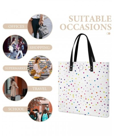 Colored Dots Printed Tote Bag for Women Fashion Handbag with Top Handles Shopping Bags for Work Travel $15.57 Totes